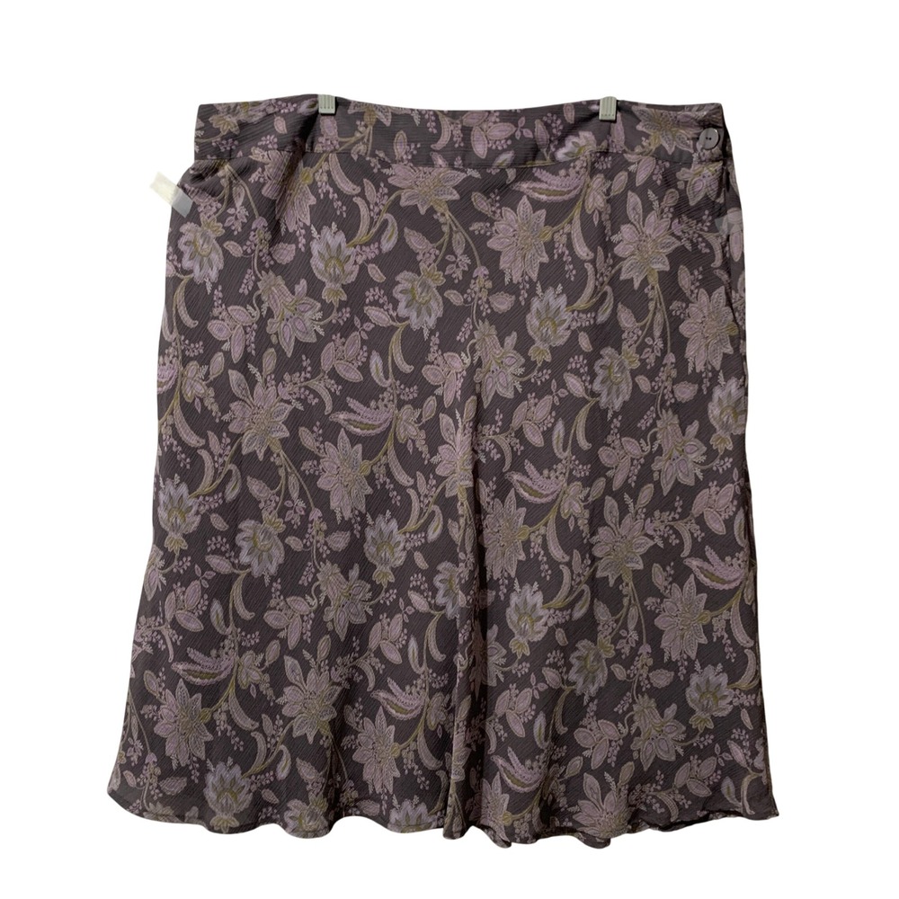 Covington Woman Plus Size 22W Floral Print Midi Skirt Purple Lavender A Line Y2K